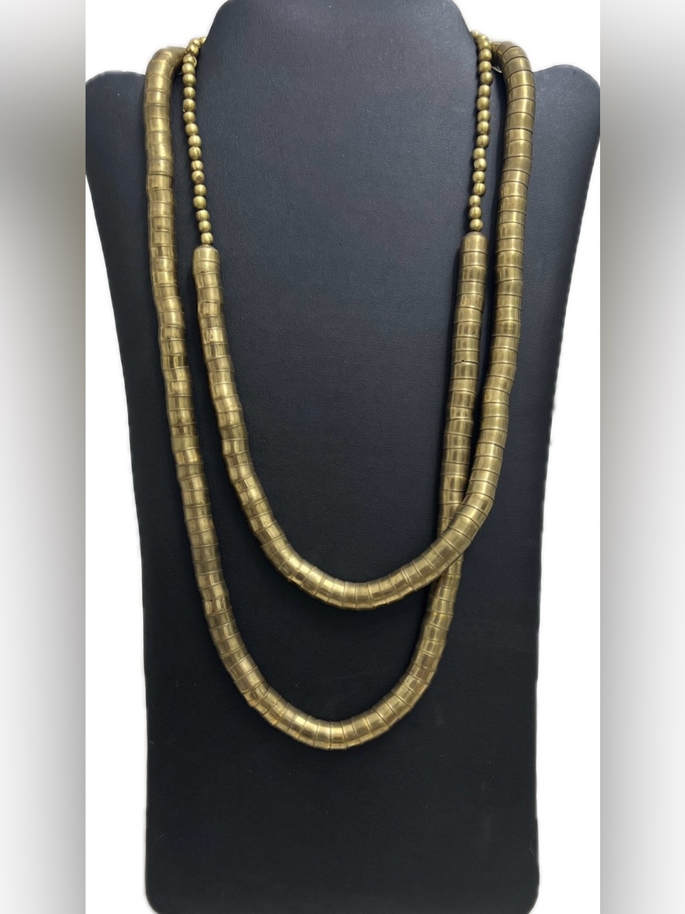 Vintage Chunky Brass Snake Chain Necklace Flexible Tubing Extra Long 48” 118g